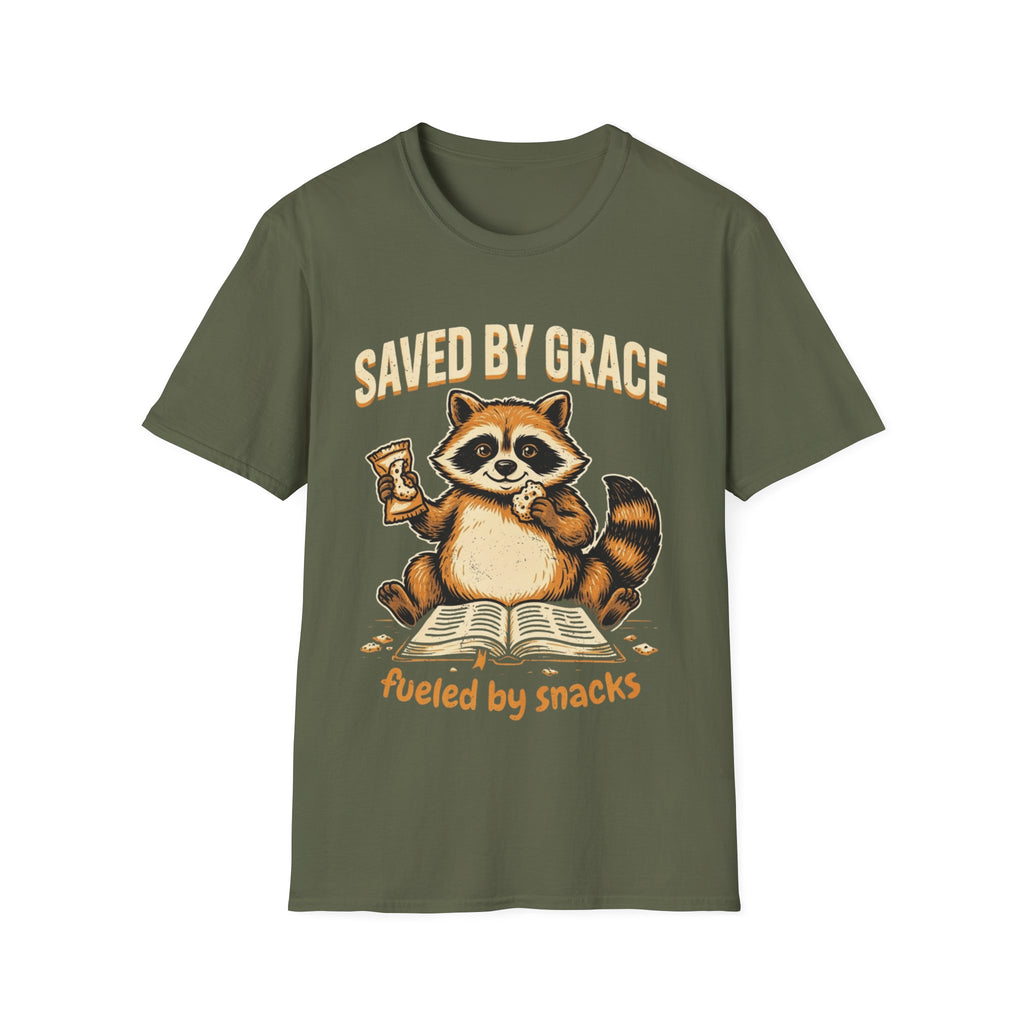 "Saved by Grace, Fueled by Snacks" T-Shirt