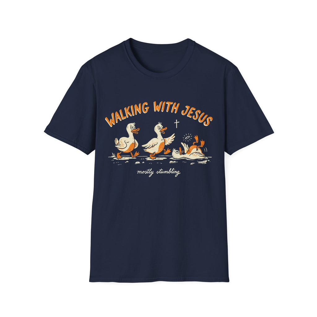 "Walking With Jesus... Mostly Stumbling" T-Shirt
