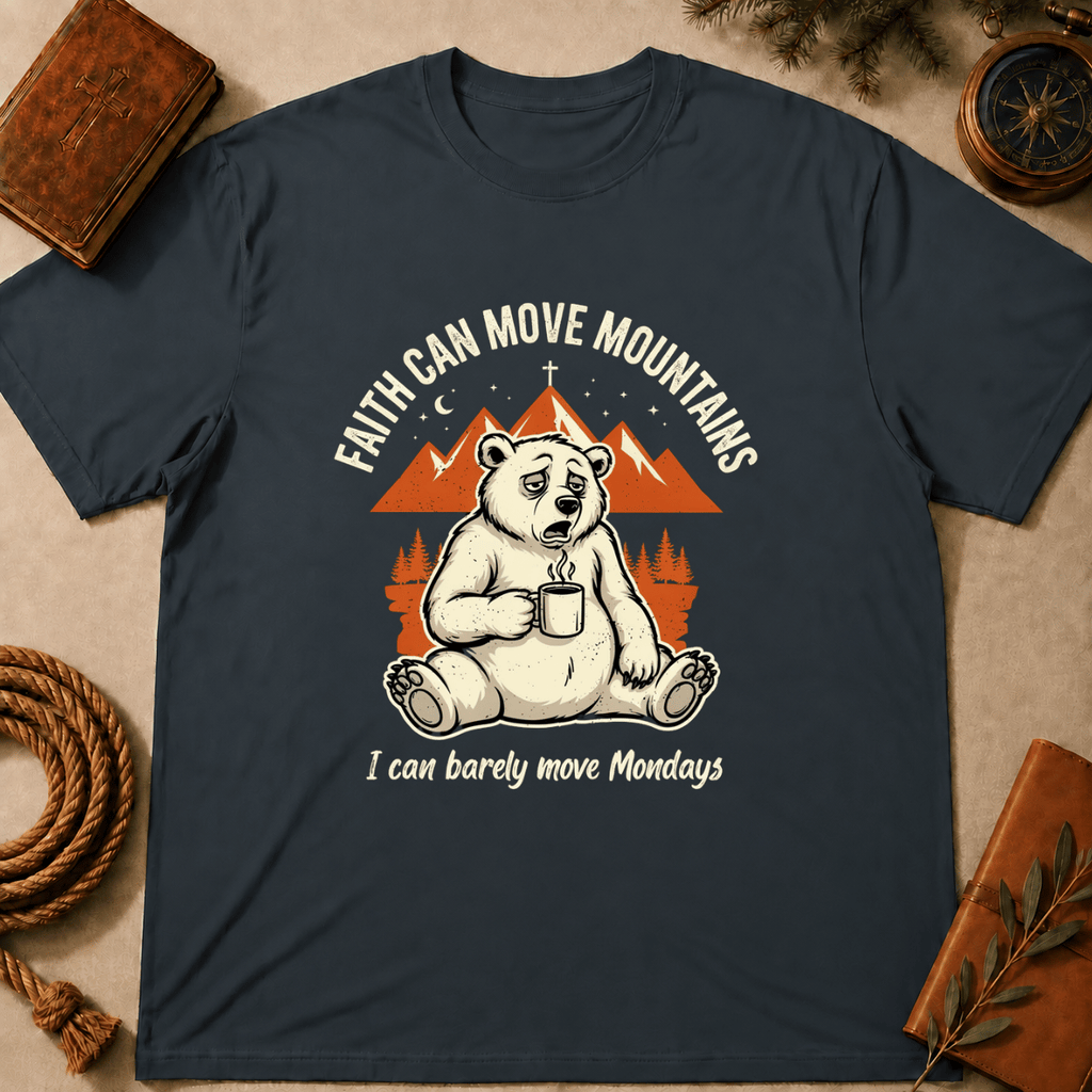 "Faith Can Move Mountains... I Can Barely Move Mondays" T-Shirt