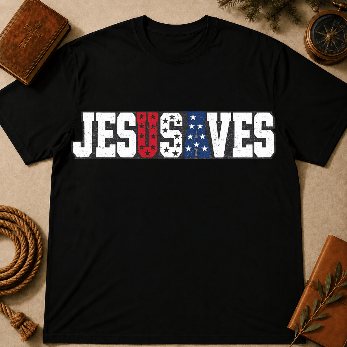 Jesus Saves USA Flag T-Shirt