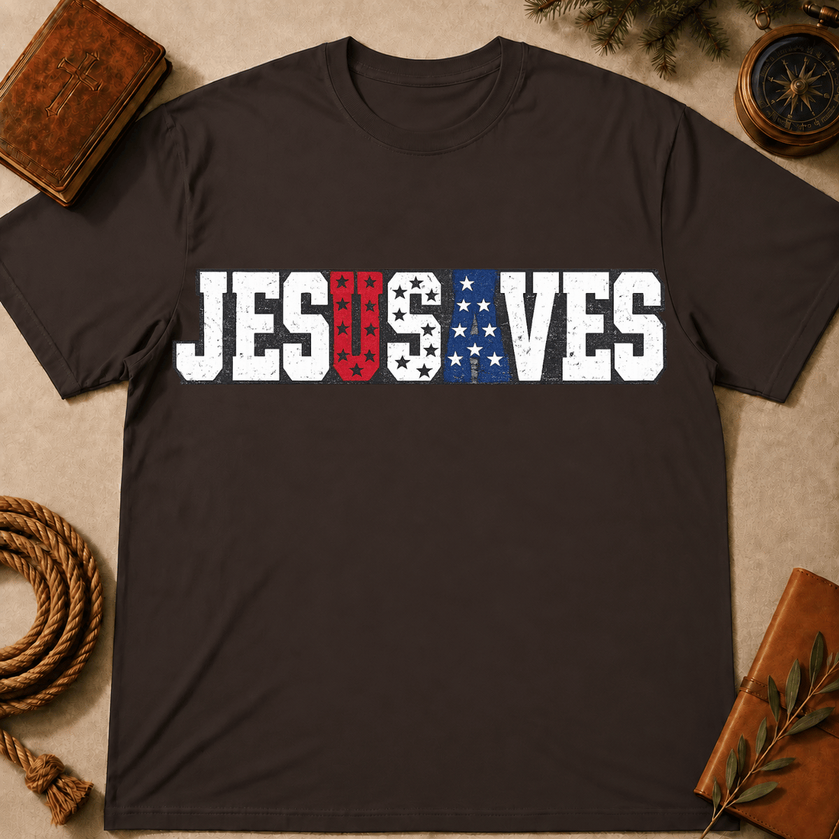 Jesus Saves USA Flag T-Shirt
