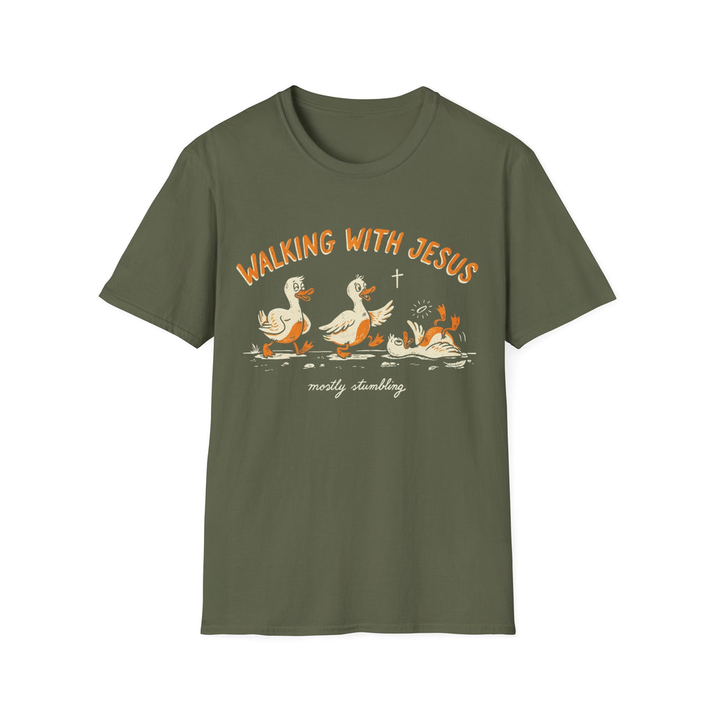 "Walking With Jesus... Mostly Stumbling" T-Shirt