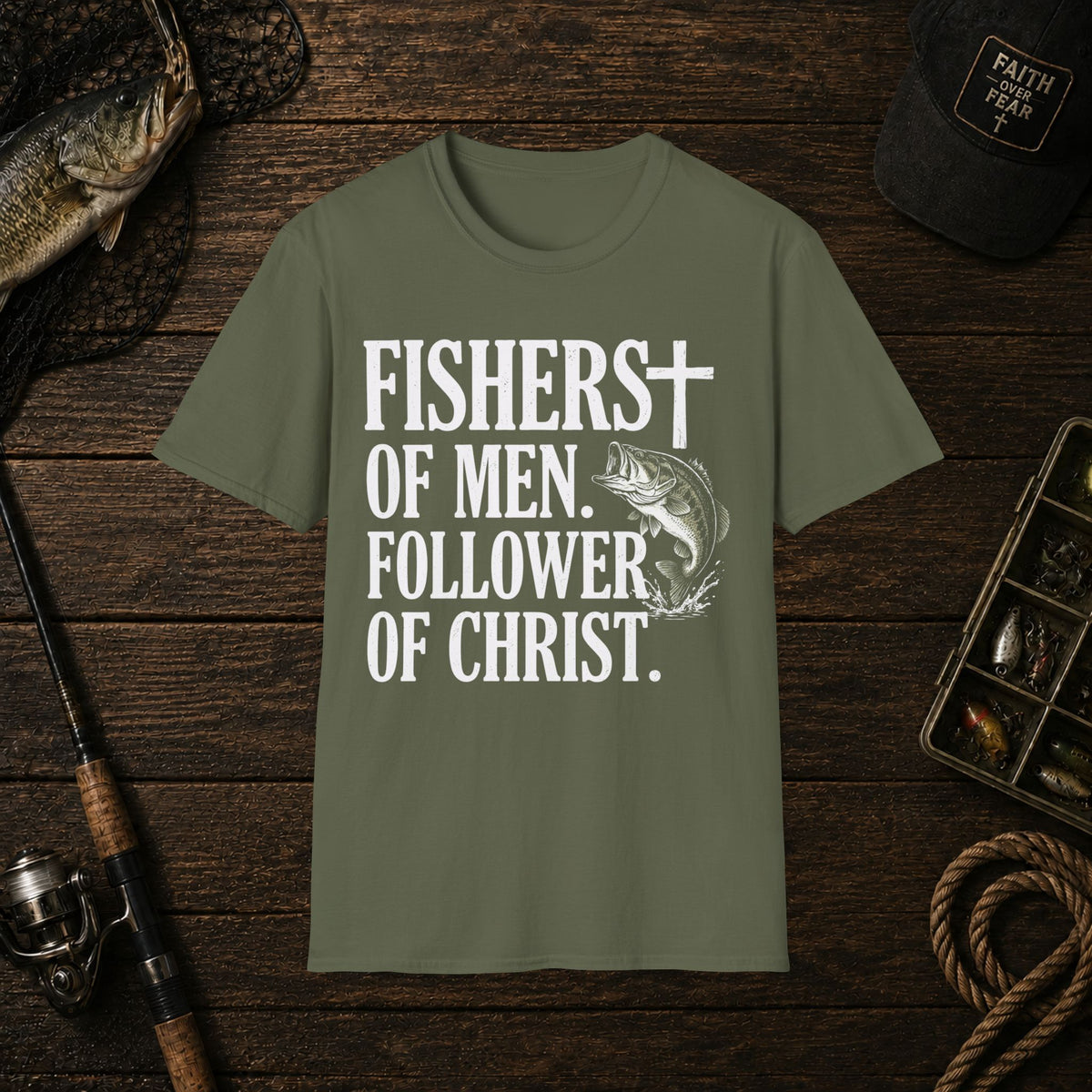 Fishers of Men Christian T-Shirt — 'Follower of Christ' Fishing Faith Tee