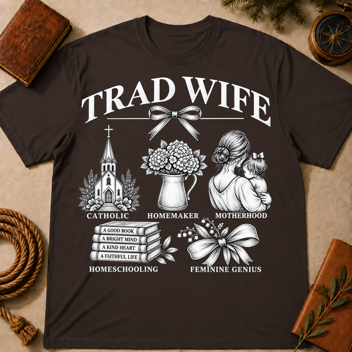 Trad Wife T-Shirt – Catholic Motherhood & Homemaking Tee
