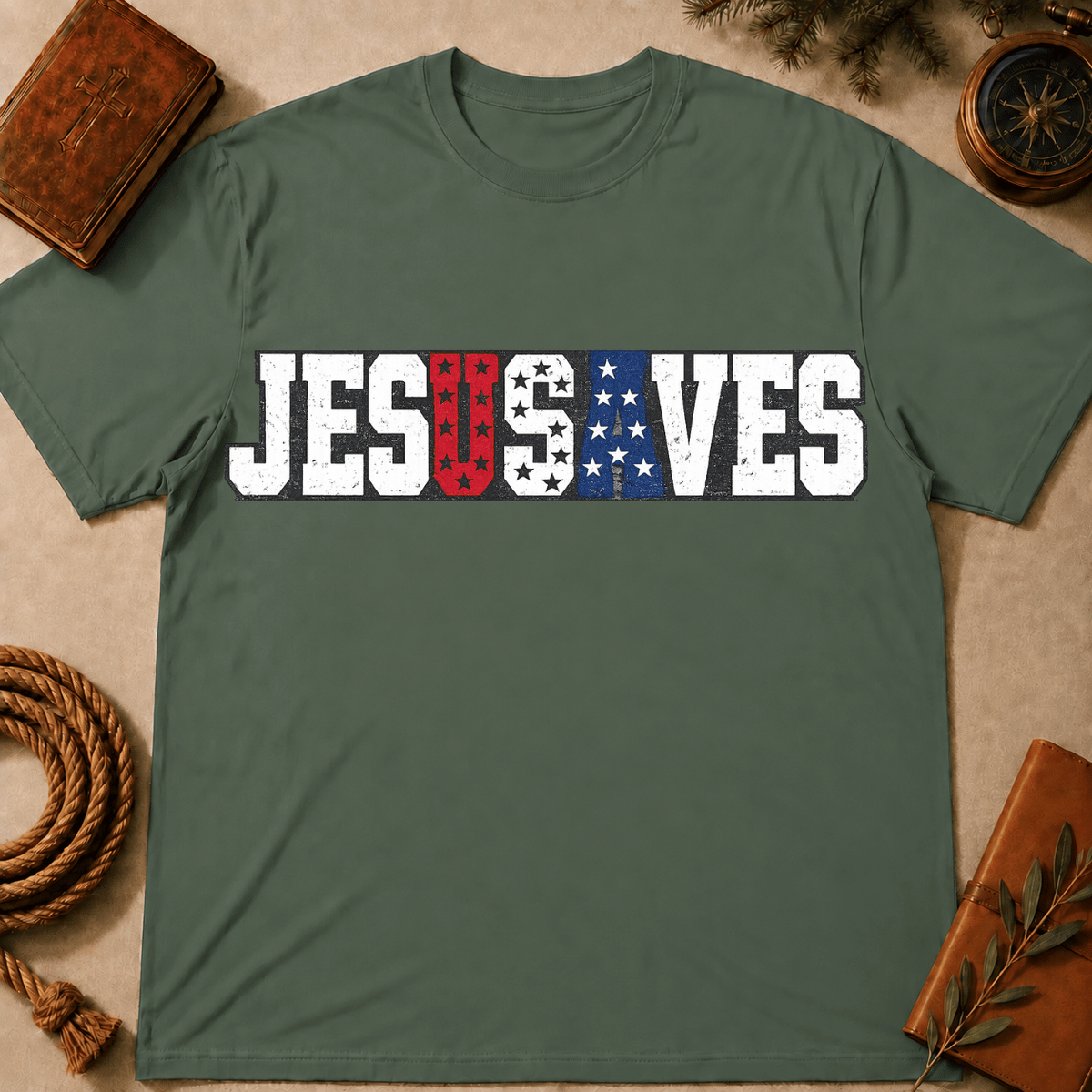 Jesus Saves USA Flag T-Shirt