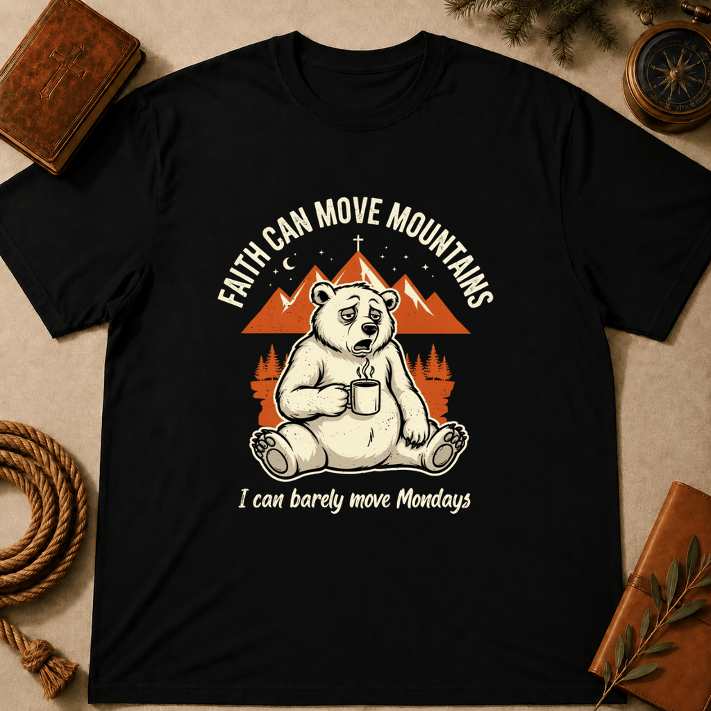 "Faith Can Move Mountains... I Can Barely Move Mondays" T-Shirt