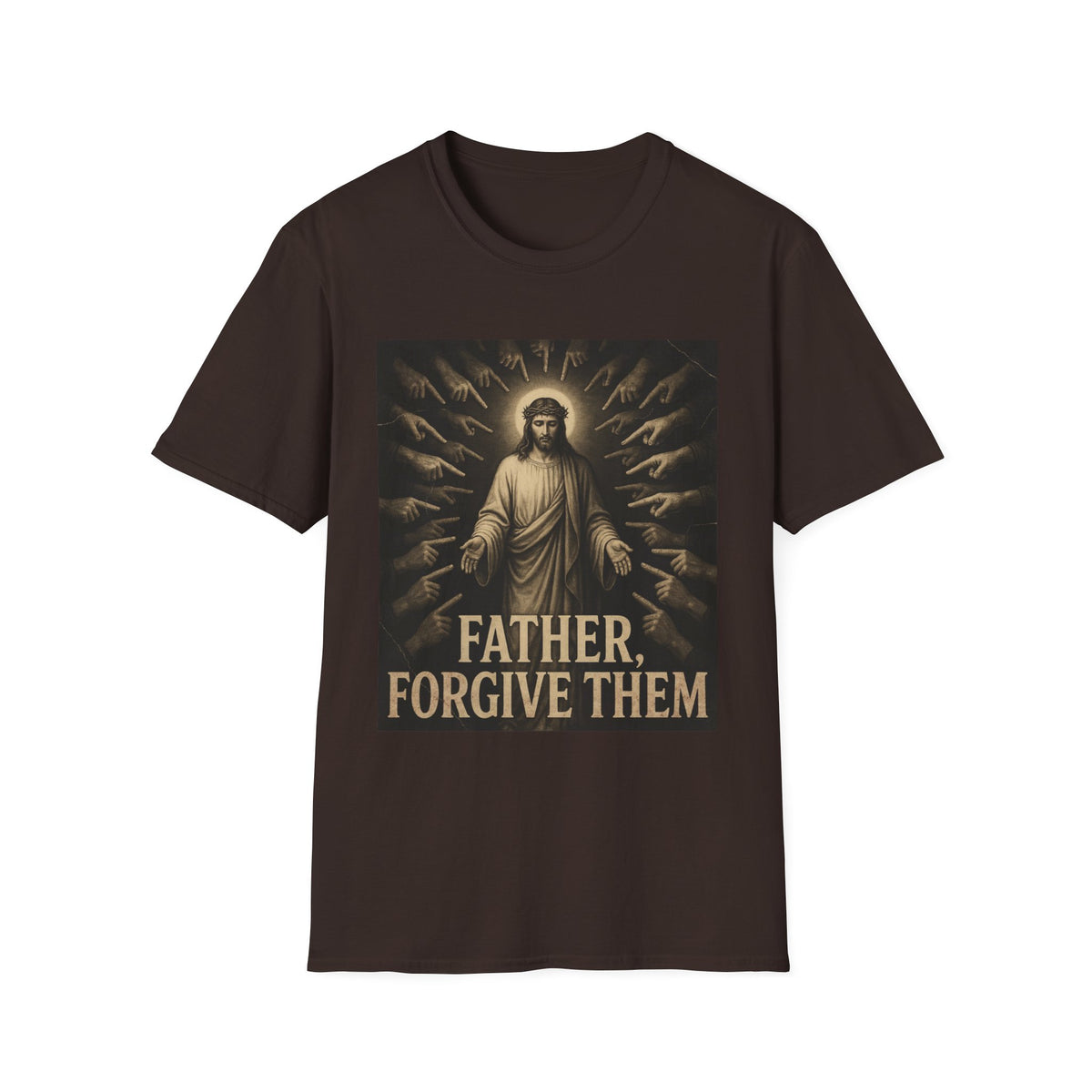 Jesus surrounded by accusing hands, Father Forgive Them T-Shirt