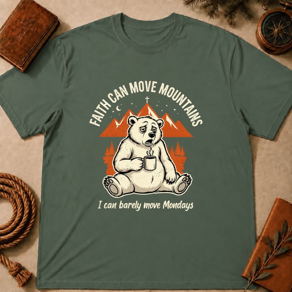 "Faith Can Move Mountains... I Can Barely Move Mondays" T-Shirt