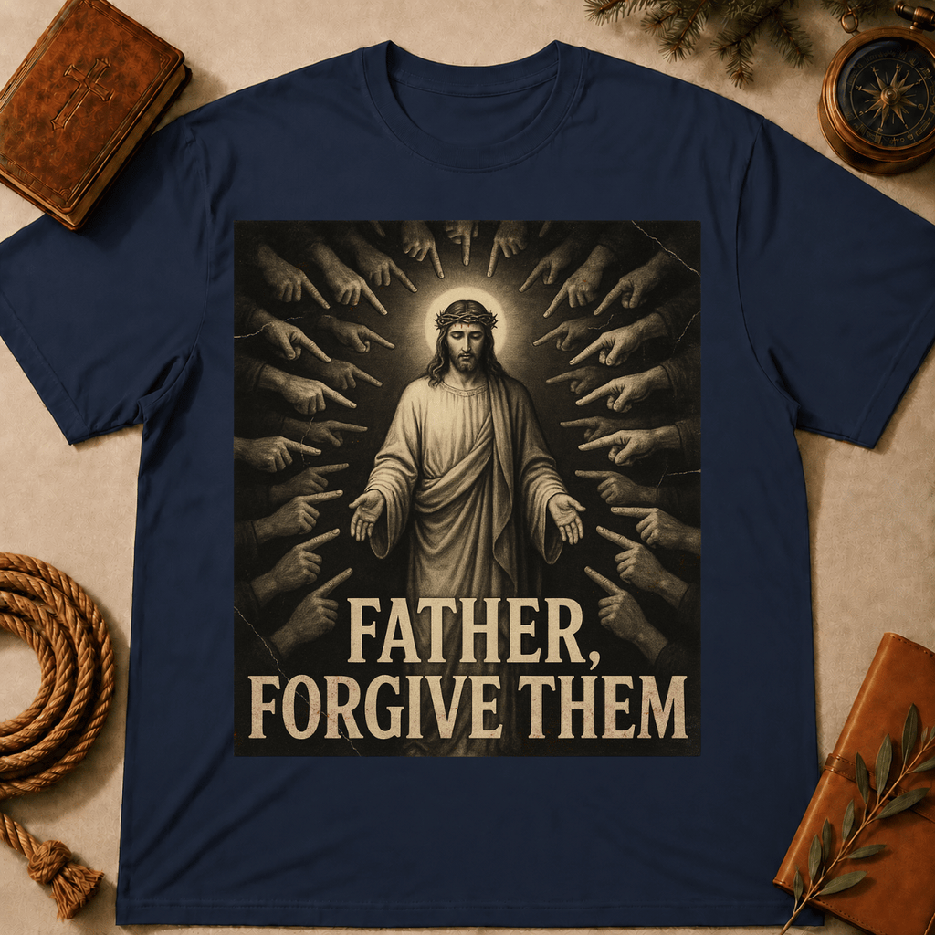 Jesus surrounded by accusing hands, Father Forgive Them T-Shirt