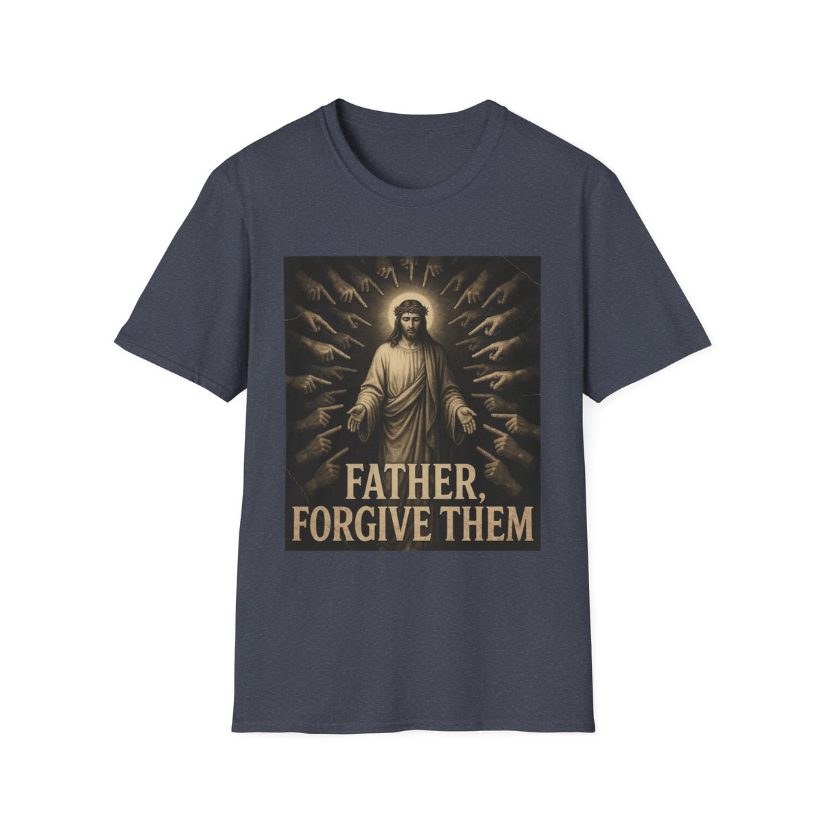 Jesus surrounded by accusing hands, Father Forgive Them T-Shirt