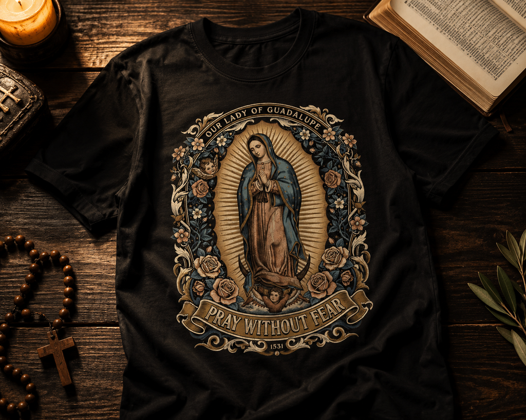 Our Lady of Guadalupe – Pray Without Fear T-Shirt
