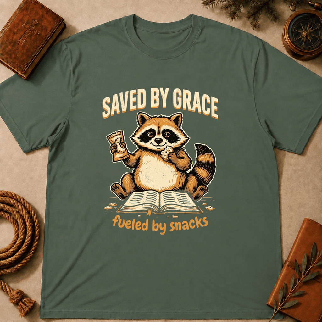 "Saved by Grace, Fueled by Snacks" T-Shirt