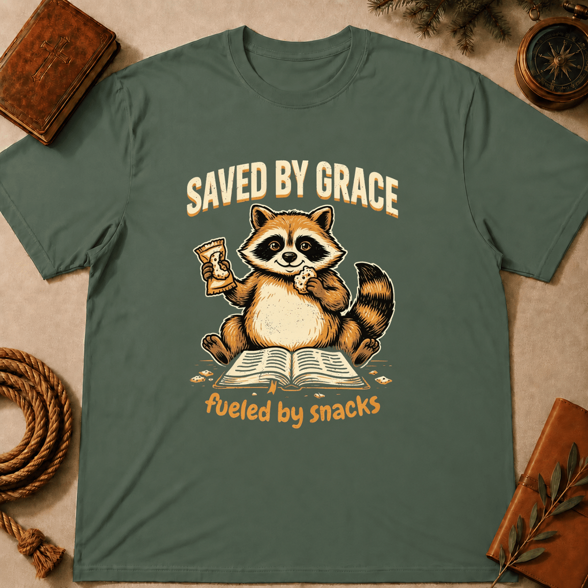 "Saved by Grace, Fueled by Snacks" T-Shirt